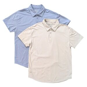 BYLT Drop-Cut Signature Polo Premium Basics 2-Shirt BUNDLE Storm Gray Blue